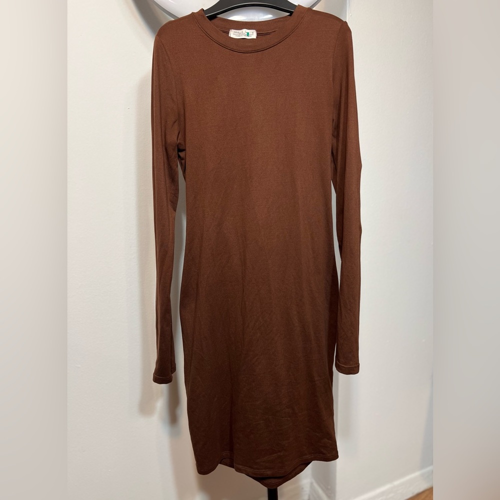 Dark Brown Body-con Midi Dress